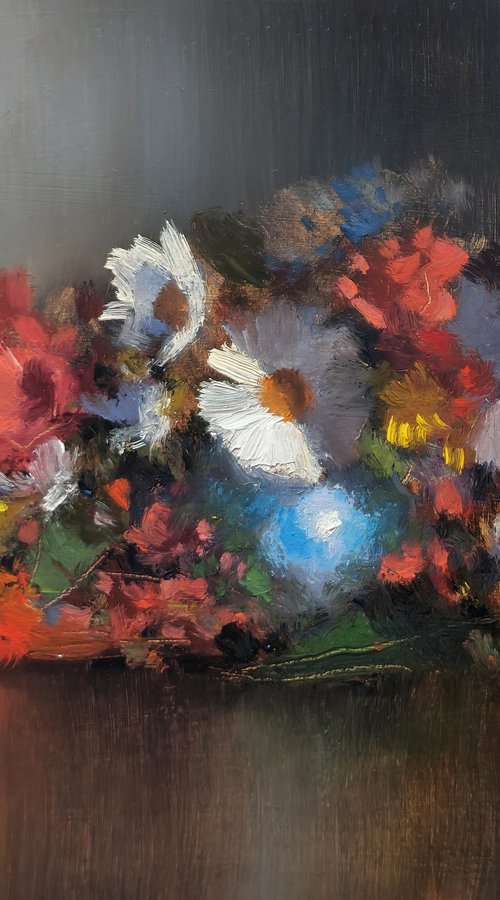 Flowers and Turquoise Pot by Pascal Giroud