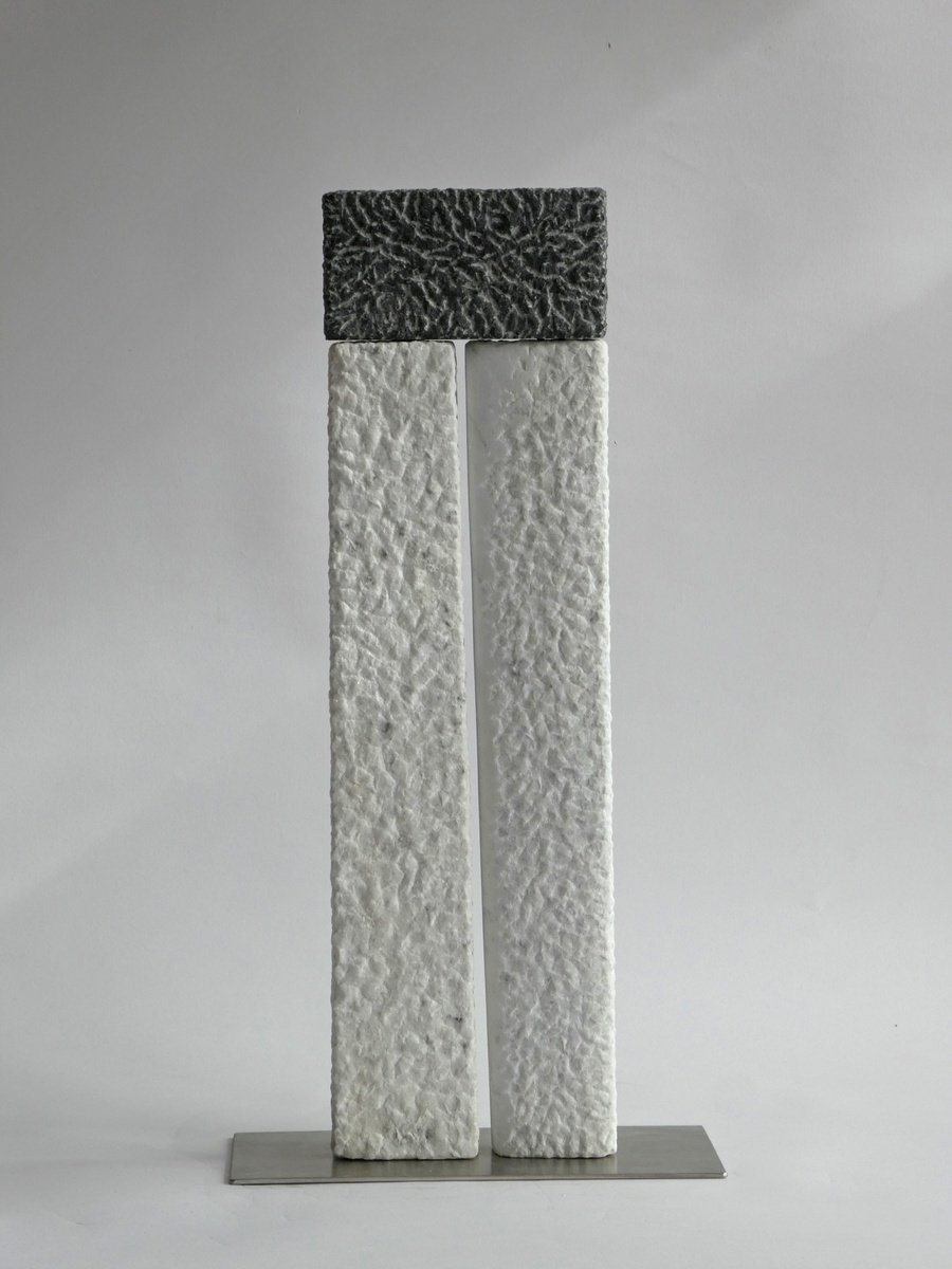 Geometric Abstract Stone Sculpture By Fieke De Roij, 10 X 20, Standing Still, Original Artwork