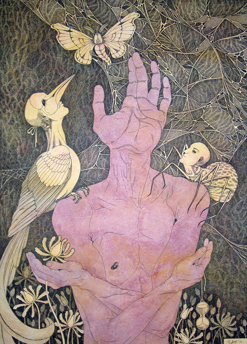 Surrealistic Portrait Painting By Rudra Kishore Mandal, 21 X 29", Cause And Effect, Original Artwork