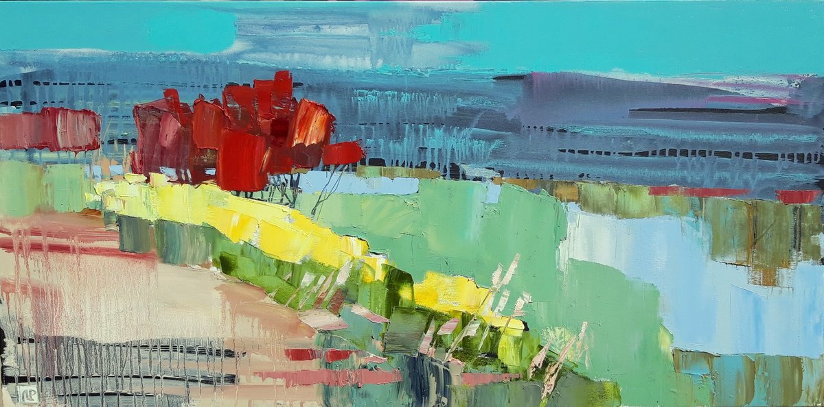 Flowers In The Water By Lesya Ros, 47 X 24, Artwork For Sale On Artfinder