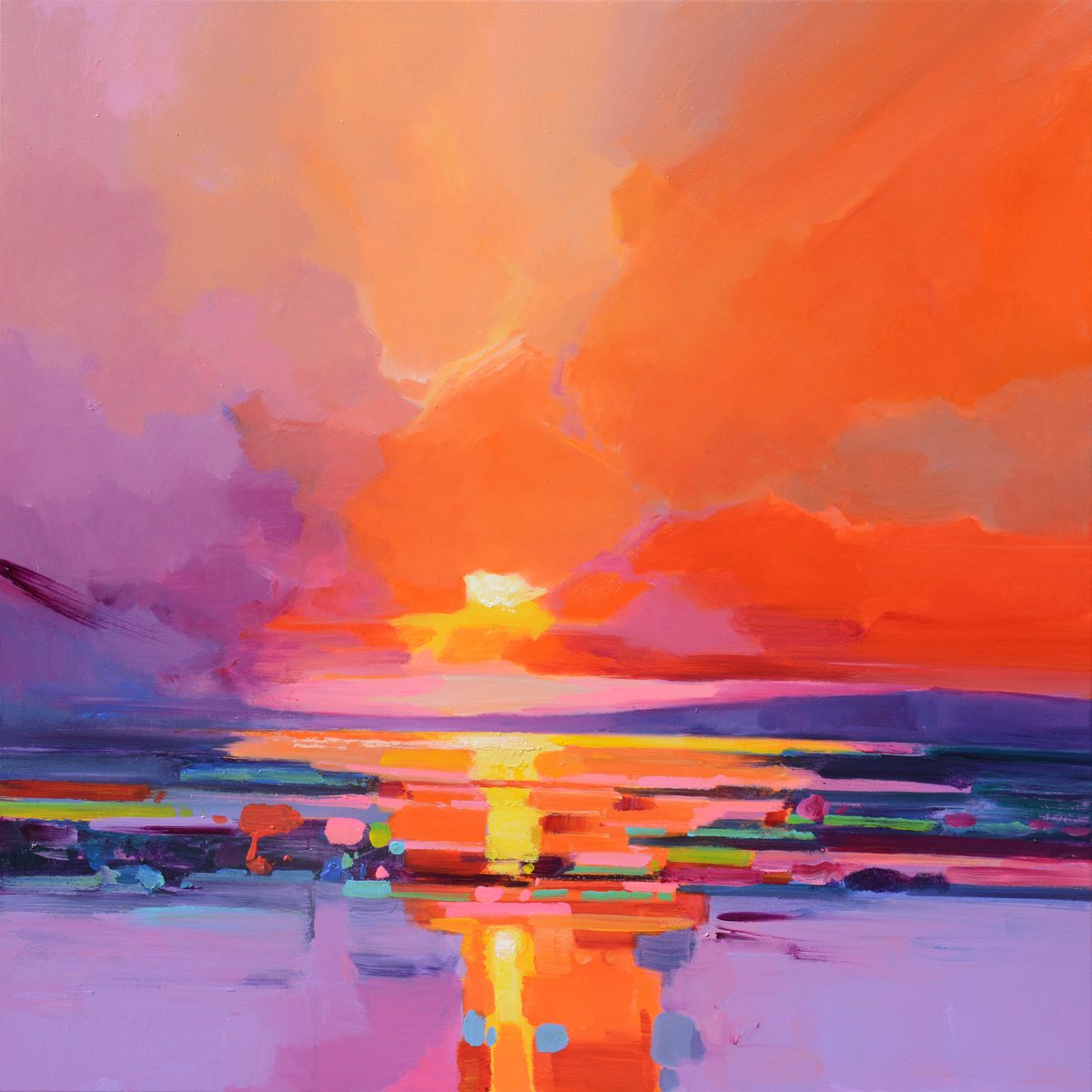 Abstract Acrylic Painting By Jianzhe Chon, 39 X 39, Sky Abstract 059S, Original Artwork