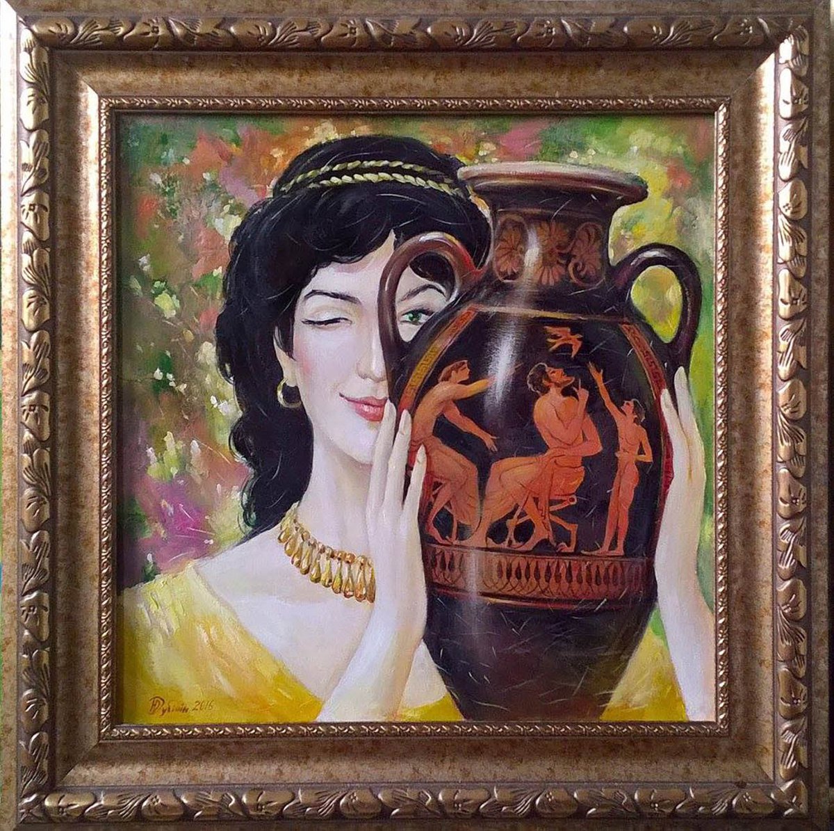 Impressionistic Portrait Oil Painting By Titinin Yurii, 16 X 16", View, Original Artwork