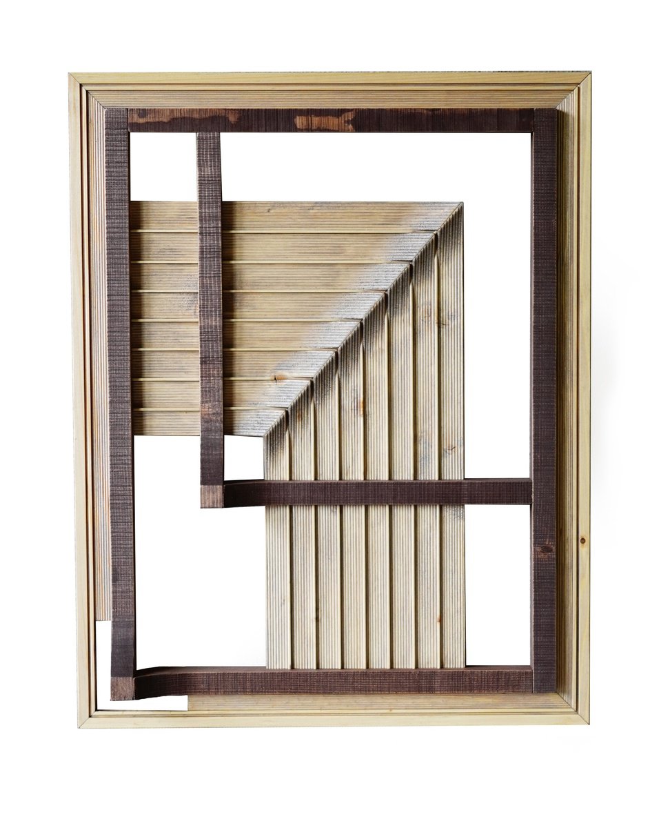 Geometric Cityscapes Relief By Sava Draganov, 18 X 23", "Runway", Original Artwork