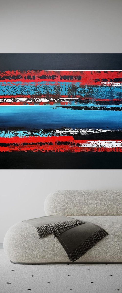 Red Sky Blue accent on black by Tatiana Malinovscaia