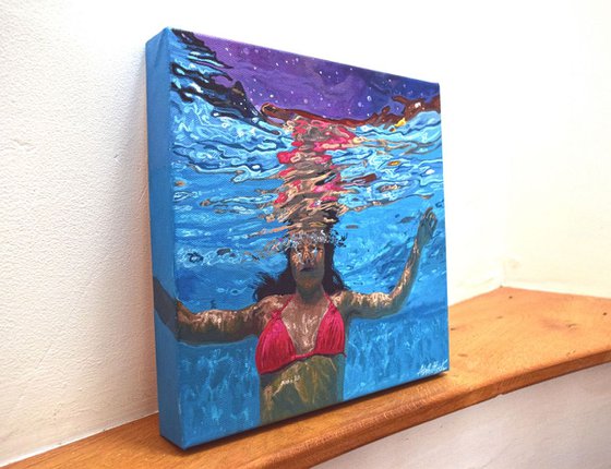 Underneath XIV - Miniature swimming painting