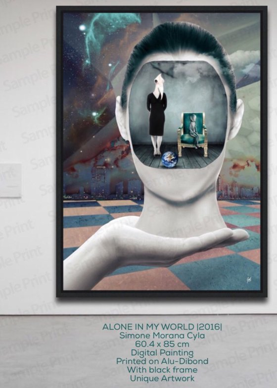 ALONE IN MY WORLD | Digital Painting printed on Alu-Dibond with Black wood frame | Unique Artwork | 2016 | Simone Morana Cyla | 60.4 x 85 cm | Art Gallery Quality | Published |