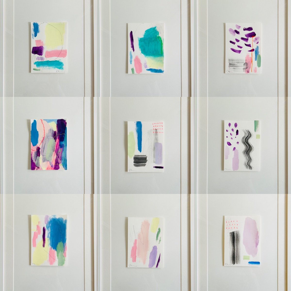 Organic Abstract Acrylic Painting By Ryoko Minamitani, 6 X 8", Set Of Spirits Of Universe, Original Artwork