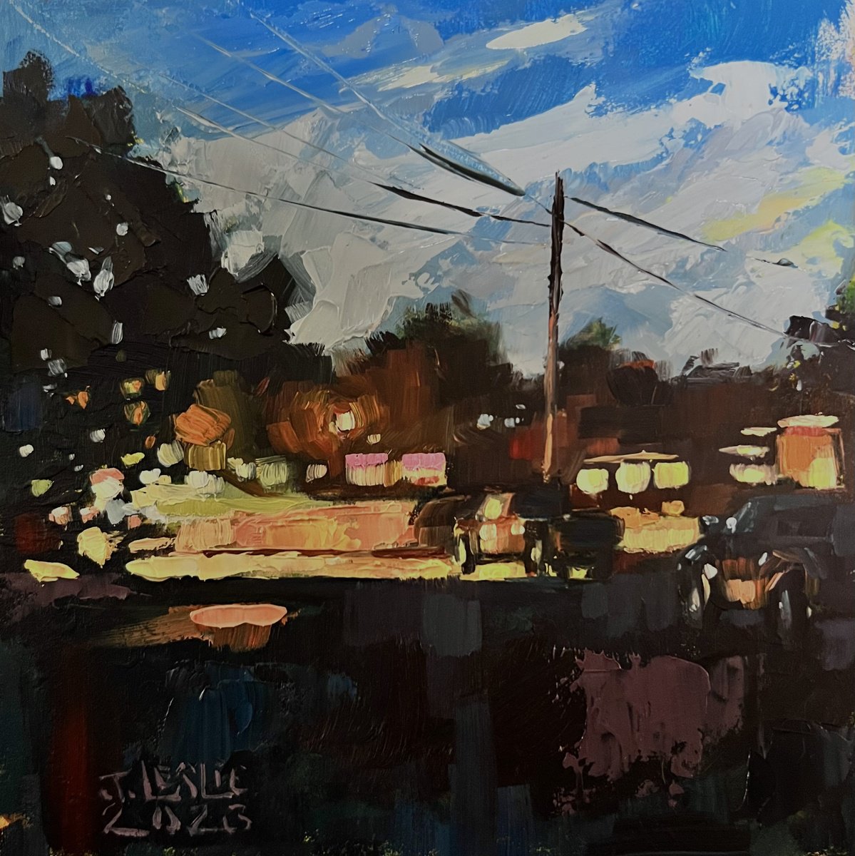 Impressionistic Landscape Oil Painting By Jimmy Leslie, 6 X 6, Early Light, Original Artwork