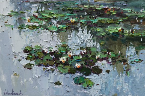 White Water Lilies -  Original Oil painting