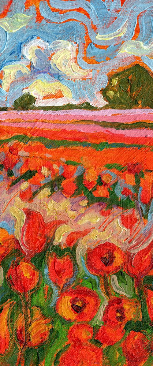 Red Tulips - Miniature Landscape by Mary Kemp