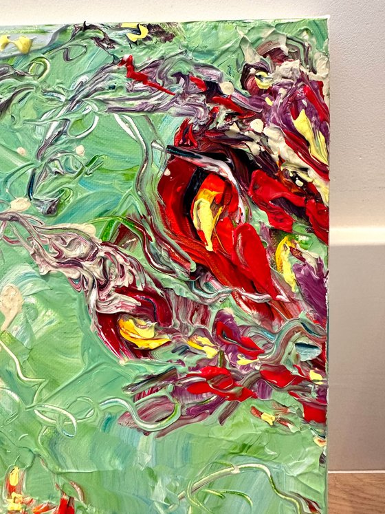 Flower garden  / nature abstraction impasto oil painting
