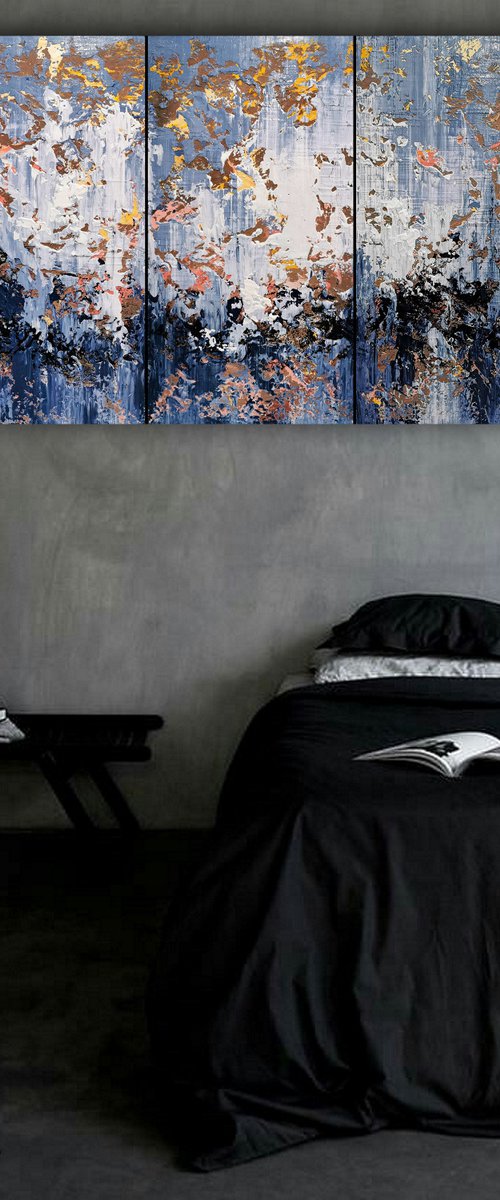 150x100cm. / Abstract triptych / Abstract 1172 by Alex Senchenko