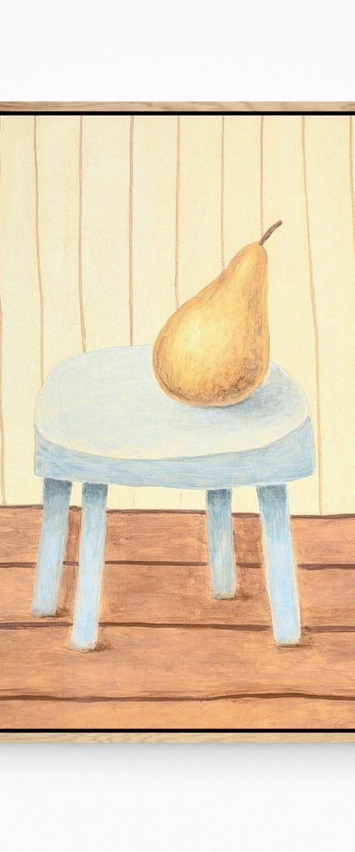 Blue chair and Pear by Yana Dulger