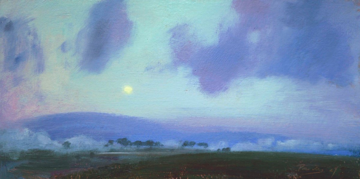 Impressionistic Landscape Oil Painting By Ayna Paisley, 12 X 6, Dusken Dreams, Original Artwork