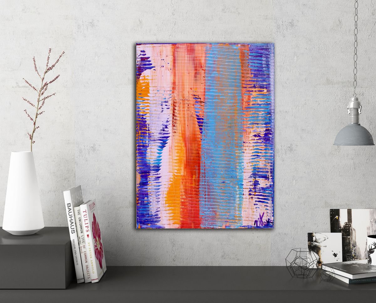 Abstract Acrylic Painting By Nestor Toro, 12 X 16", Windows, Original Artwork