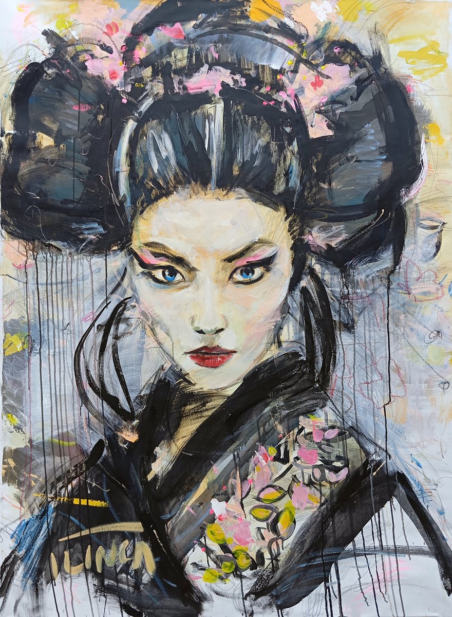 Organic Portrait Painting By Catalin Ilinca, 43 X 59, Wild Flower (L