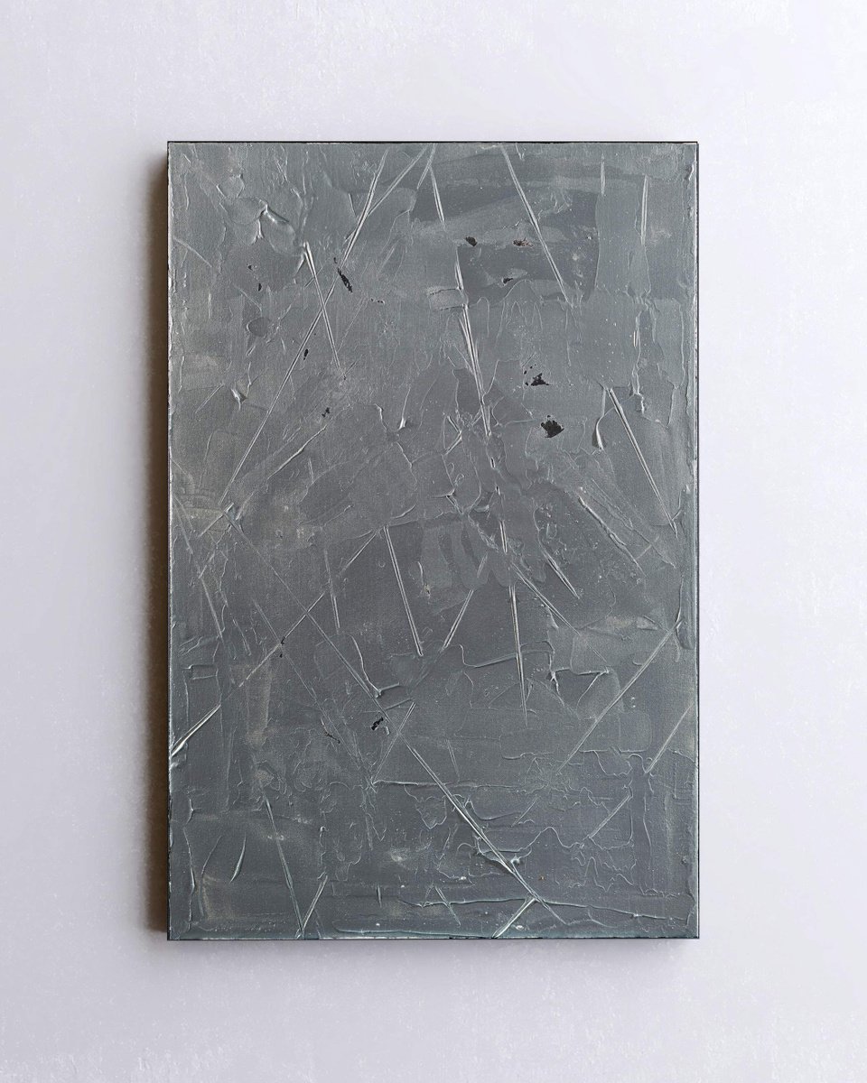 Organic Abstract Acrylic Painting By Nemanja Nikolic, 20 X 30", Silver Spoon, Original Artwork