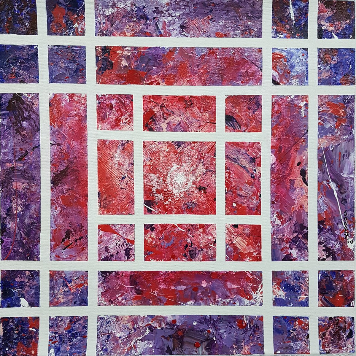 Geometric Abstract Acrylic Painting By Sonaly Gandhi, 18 X 18", Rays Of Hope 2, Original Artwork