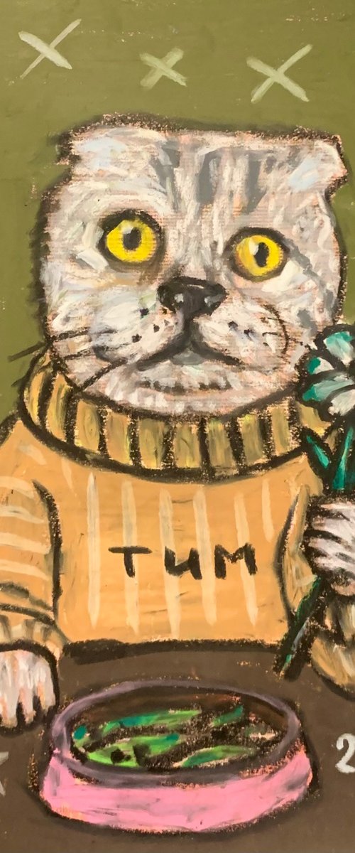 Cat with flower by Pavel Kuragin