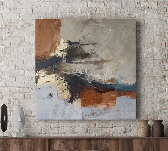 "Orange Flight 2" Brown orange tan abstract
