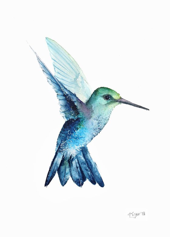 Hummingbird III,  birds, wildlife watercolours