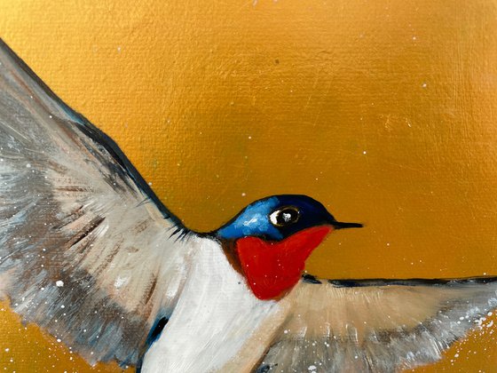 Two Swallows on Gold