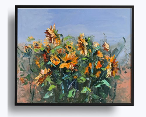 Blooming meadow of sunflowers. by Vita Schagen