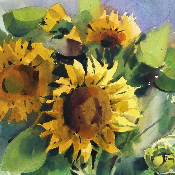 Sunflowers watercolor painting