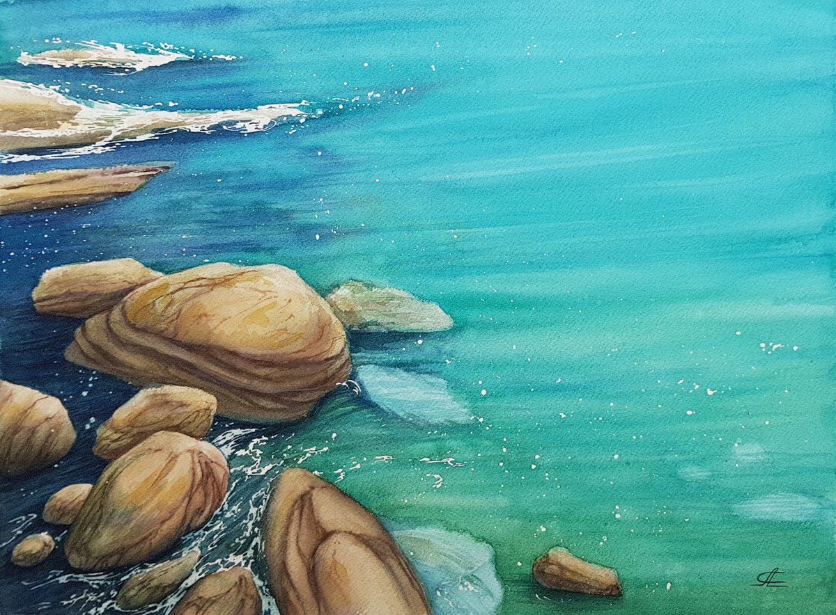 Seascape with stones on the beach by Svetlana Lileeva