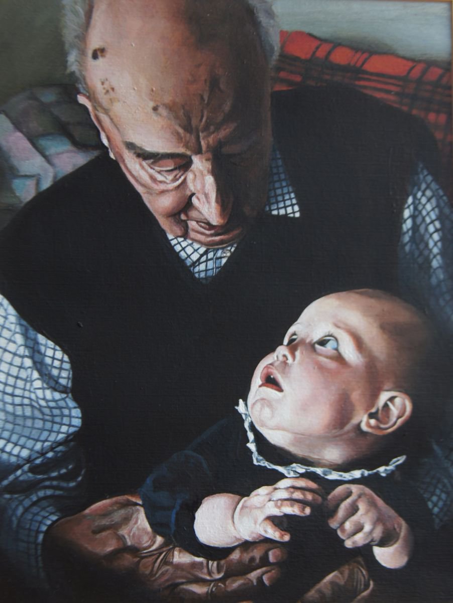 Photorealistic Portrait Painting By Karen Wilcox, 10 X 13", Real Love, Original Artwork