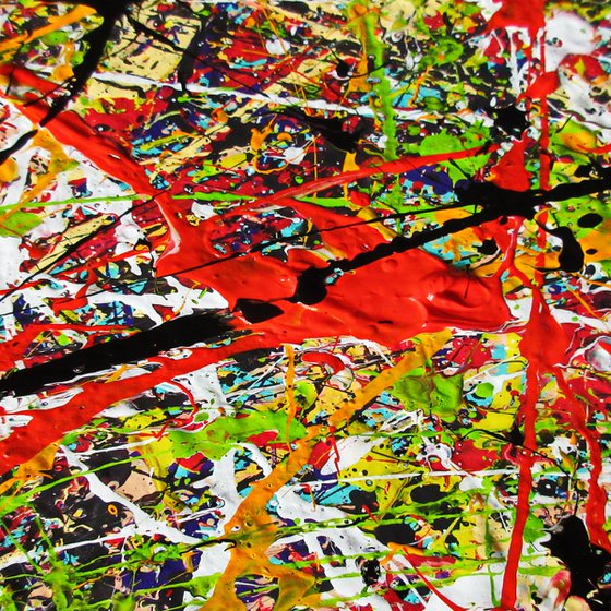 VIBRANT SPRING,   Pollock inspired, framed