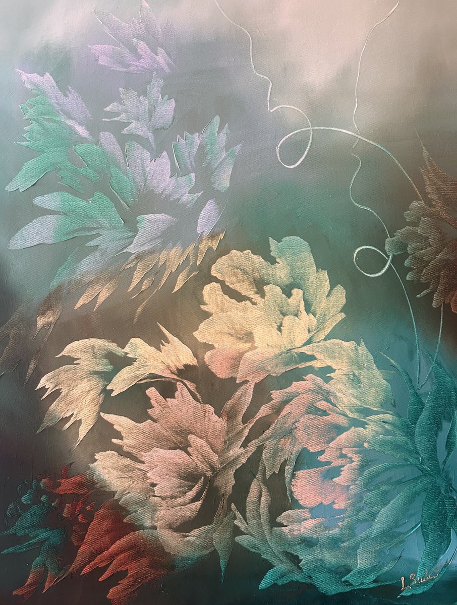 Expressive Botanical Oil Painting By Ludmila Budanov, 24 X 31", I Want To Dive Inside, Original Artwork