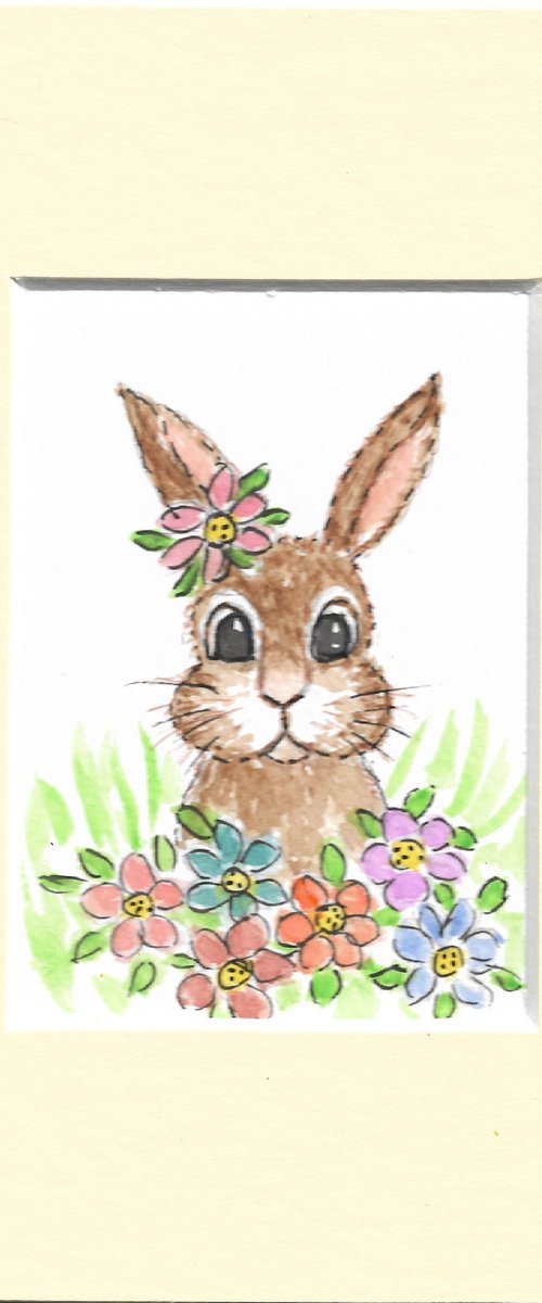 Bunny with Flowers by MARJANSART