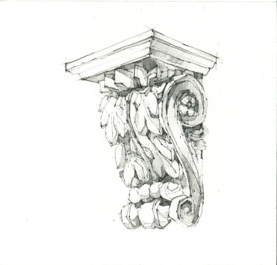 "Architectural sketch" original pencil drawing - architectural detail