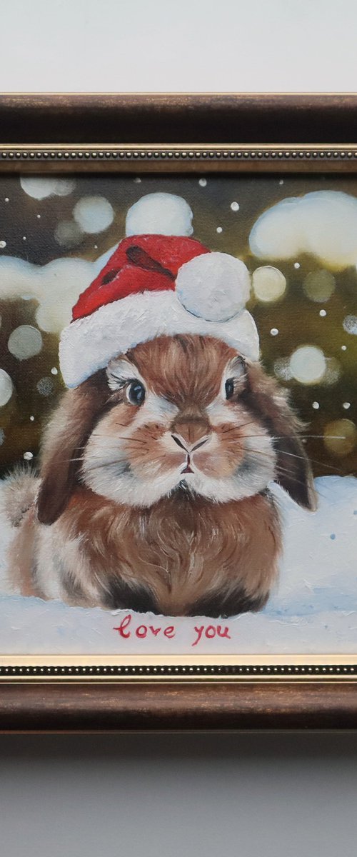 Christmas Bunny Painting by Natalia Shaykina