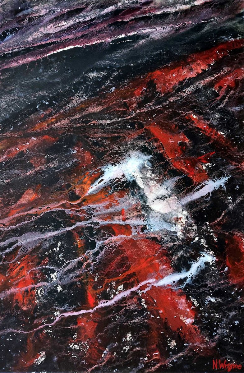 Expressive Abstract Watercolour By Neil Wrynne, 15 X 22", The Dead Of Night, Original Artwork