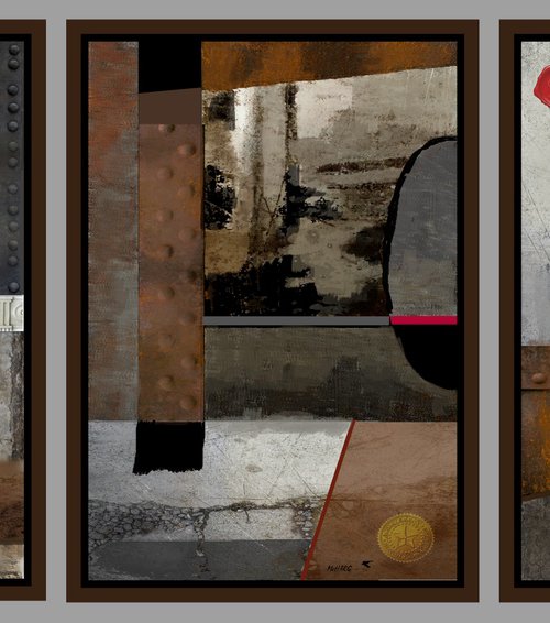 OLD CONSTRUCTION TRIPTYCH  87"X41" by Joe McHarg