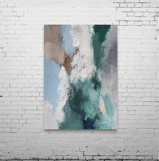 "West Coast" Abstract green blue gray art