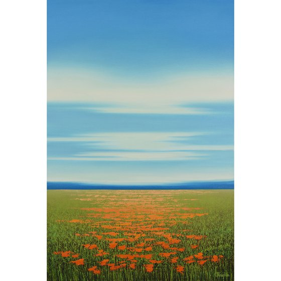 Summer Flower Field - Blue Sky Landscape