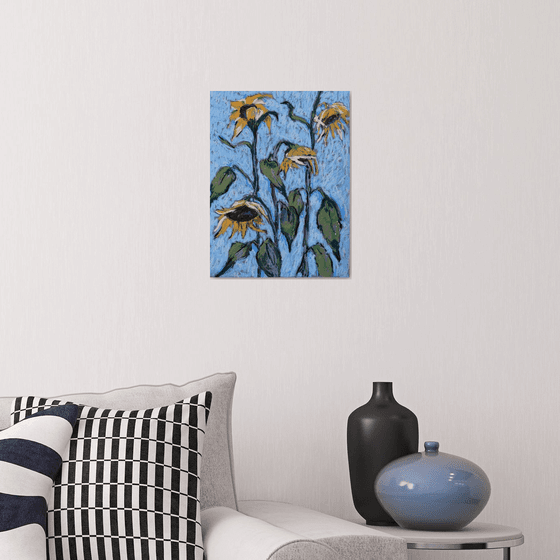 Sunflowers on Blue