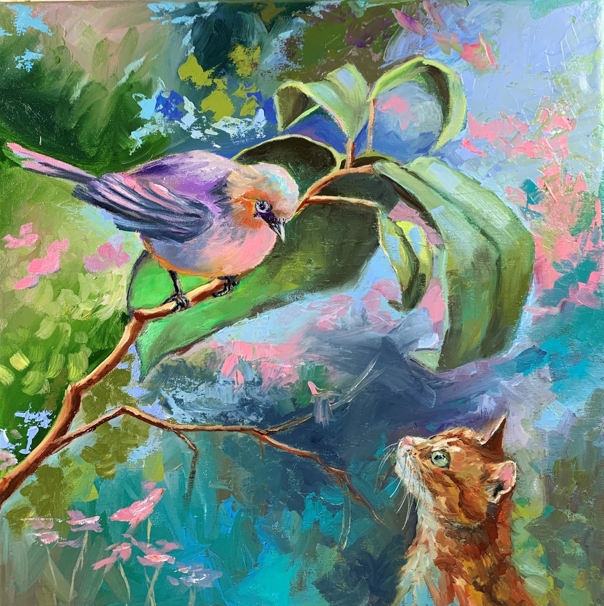 Impressionistic Animal Oil Painting By Vita Schagen, 19 X 19", Let