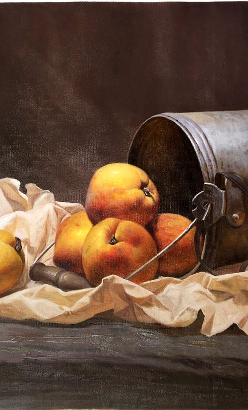 Still life:peaches on the table t150 by Kunlong Wang