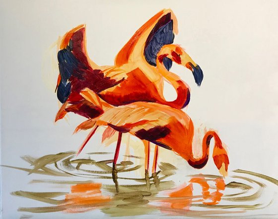 Amorous Flamingos