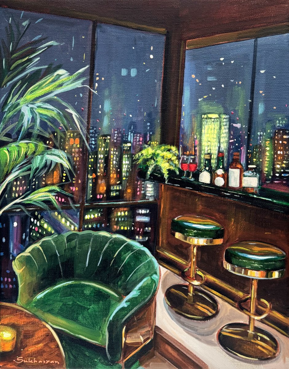 Impressionistic Abstract Acrylic Painting By Victoria Sukhasyan, 11 X 14", Interior N5, Original Artwork