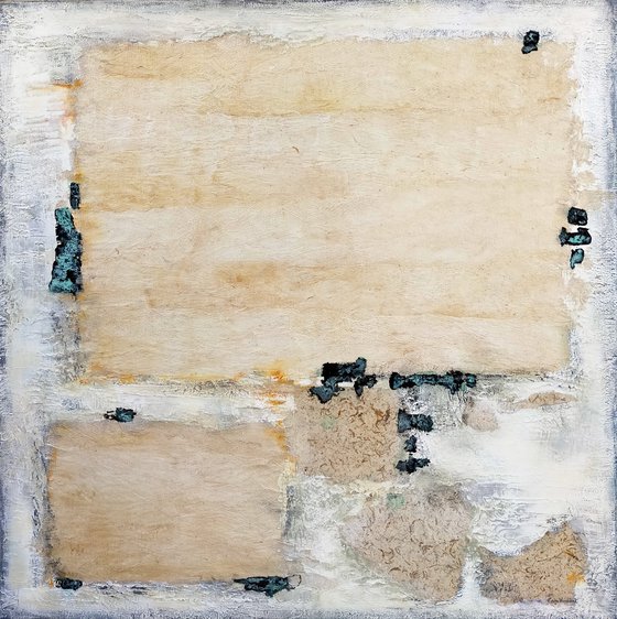 abstract "Presence of silence" linen canvas 120x120cm