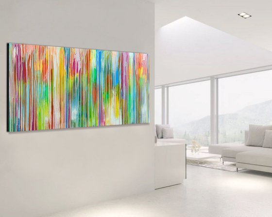 Day By Day - LARGE,  STRIPED, MODERN, ABSTRACT ART – EXPRESSIONS OF ENERGY AND LIGHT. READY TO HANG!