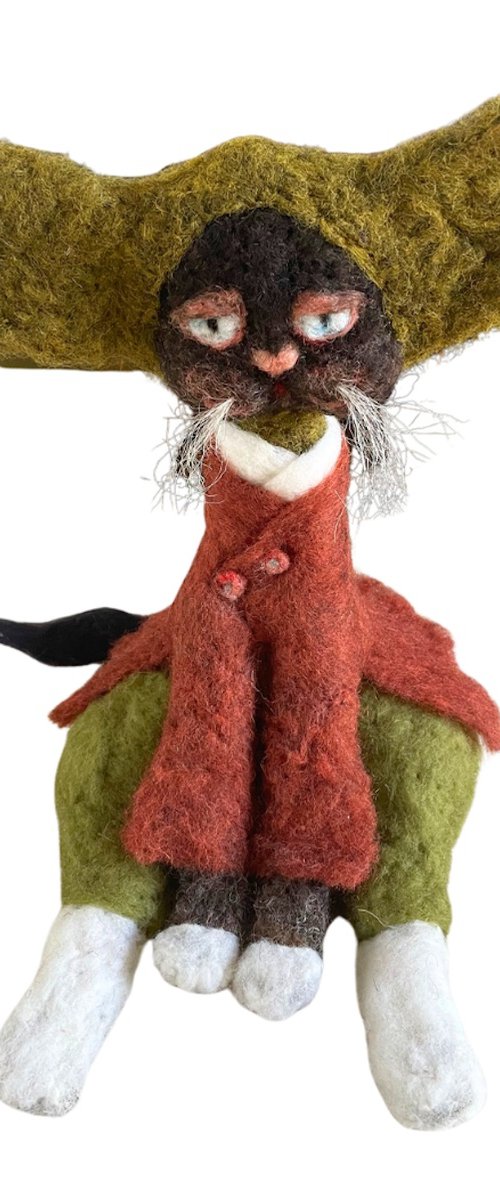 TAO the Cat, felted wool hare by Eleanor Gabriel