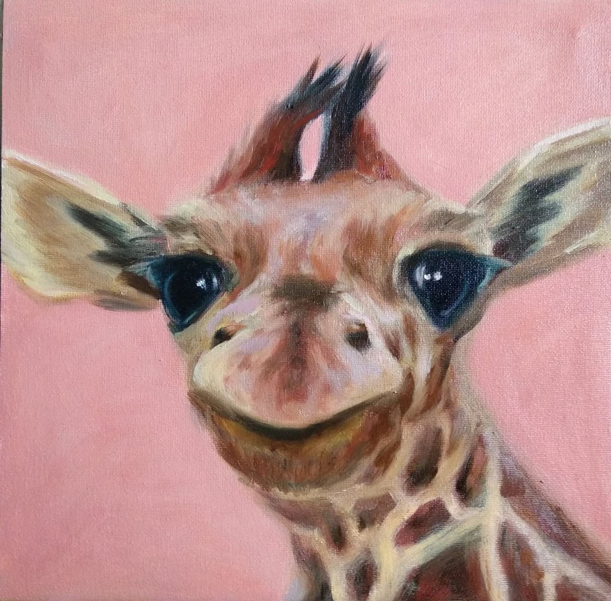 Animals Giraffe Painting Smiling Face Positive Art Nursery decor Kids room Funny animals by Anastasia Art Line