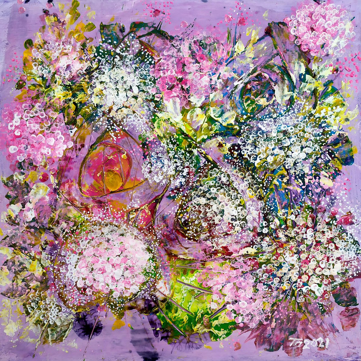 Violet, pink and mauve garden of love by Tetiana Chebrova