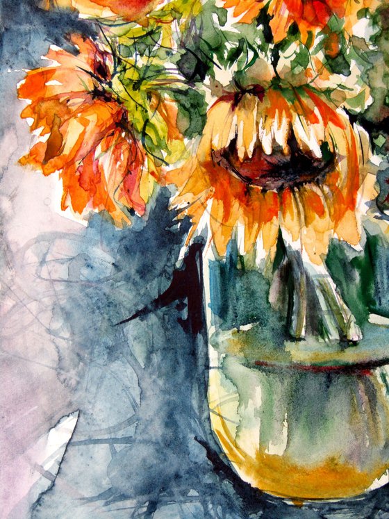 Still life with sunflowers